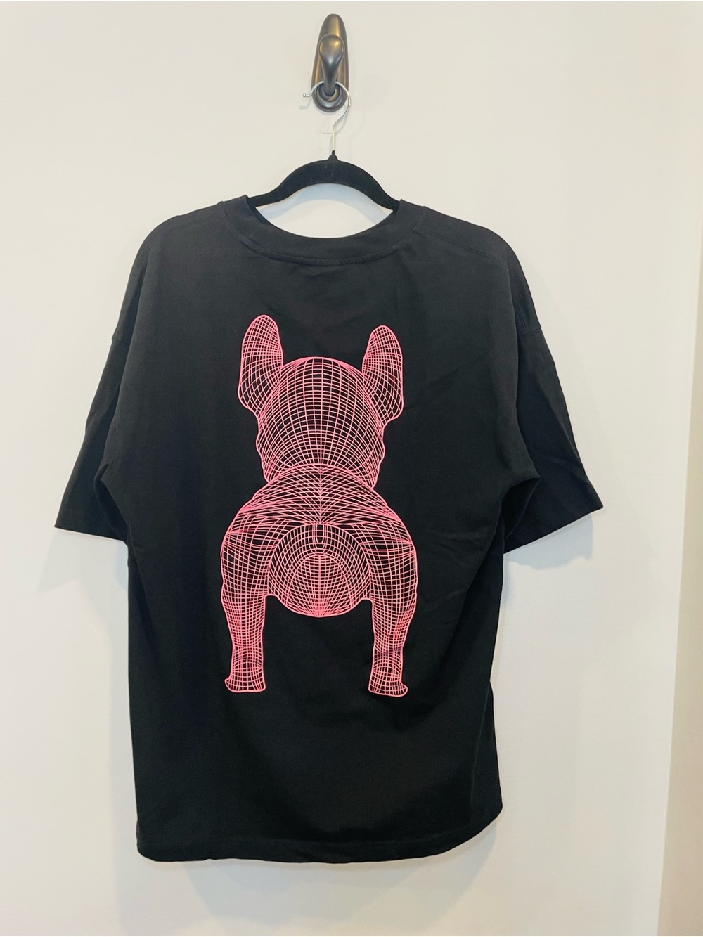Black Short-Sleeve Tee with Pink French Bulldog Graphic - Picture 3 of 6